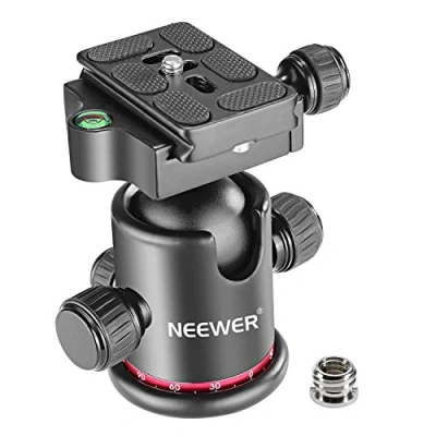 Imagen de Neewer Pro Meta Cabeza de Bola Trípode 360 Grados Giratorio Panorámico con Placa Rápida Zapata 1/4 Pulgada para Trípode, Monopie, Resbalador, Cámara DSLR, Vídeo