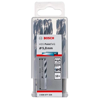 Imagen de Bosch Professional 10 brocas helicoidales HSS PointTeQ, para metal, 5.8 x 57 93 mm, accesorio de taladro