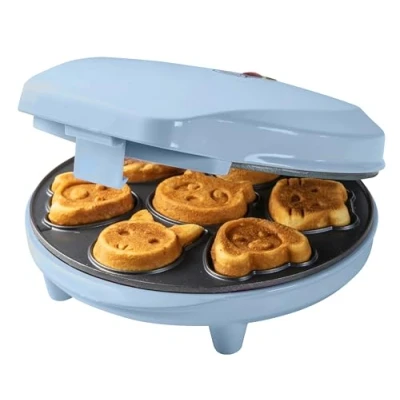 Imagen de Bestron Gofrera para Mini Cookies, Galletera con Motivos de Animales, Galletas, Almohadilla Hornear y Revestimiento Antiadherente, 700 W, Color: azul