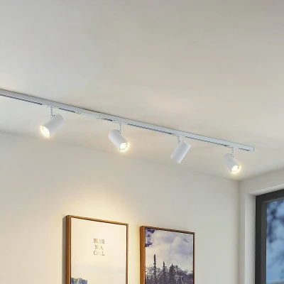 Imagen de Lámpara para sistema de riel &#039;Linaro&#039; (Moderno) en Blanco hecho Metal e.o. Pasillos (4 llamas, GU10) Lindby un carril, foco