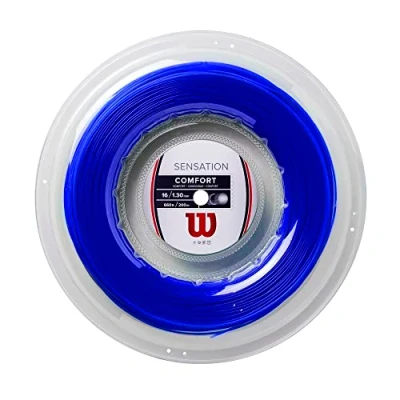 Imagen de Wilson Cordaje de Tenis Sensation Comfort, Bobina 200 m, 16G, Diámetro: 1,30 mm, Azul,