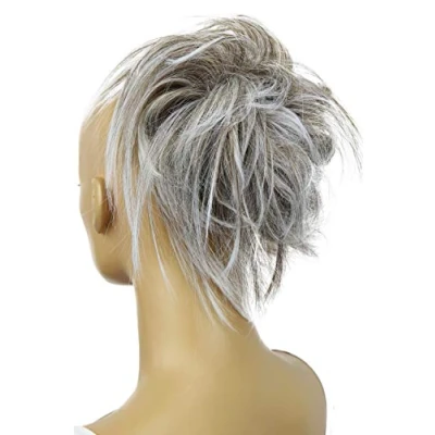 Imagen de CAISHA Postizo Goma Para El Pelo Voluminosa Grande Desordenada Fibra Sintética Resistente Al Calor Mezcla Gris G10F