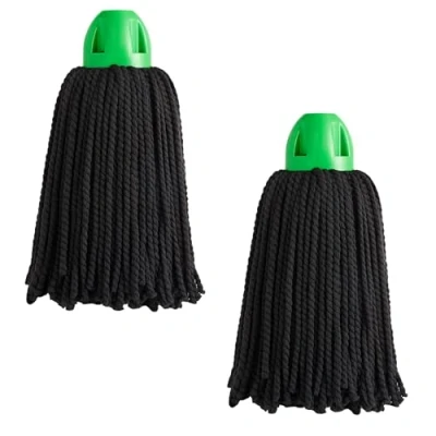 Imagen de MAYA Fregona MAX Pro. Limpieza Eficiente y Duradera para Superficies Lisas. 100 % Microfibra. Extra Absorbente Escurrefacil. Rosca Universal. Pack de 2 Fregonas (Casquillo Verde)