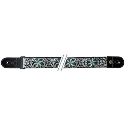 Imagen de Fire&amp;Stone 531067 Correa para guitarra, edición Folklore Jacquard, color verde/blanco