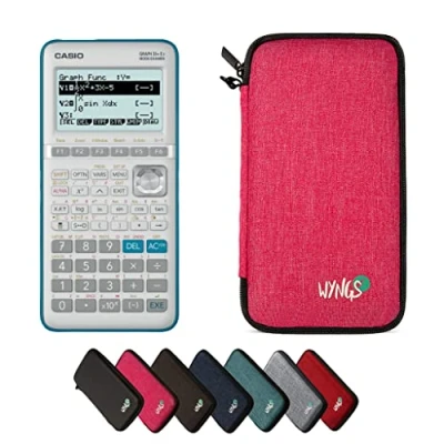 Imagen de Calcus Calculadora gráfica Casio Graph 35 + EII funda protectora WYNGS rosa garantía avanzada de Calcuso