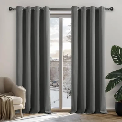 Imagen de Deconovo Cortinas Opacas para Interiores, 2 Unidades, 160 cm de Alto, térmicas aislantes con Ojales salón Moderno, 132 x (Ancho Alto), Gris Claro