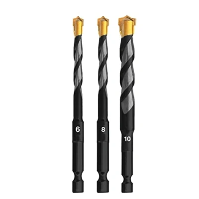 Imagen de Juego de brocas construcción múltiple, 3 piezas múltiples materiales Ø 6,8,10 mm Ultimate Professional Hex 9 Rotary e impacto multipropósito juegos para bloques ladrillo