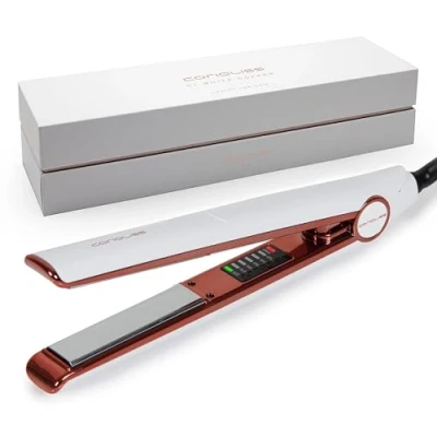 Imagen de Corioliss C1 Plancha del pelo Profesional Placas de titanio Alisado y Ondas Temperatura ajustable 120º 235º Calentamiento 20 seg Con funda Viaje White Copper