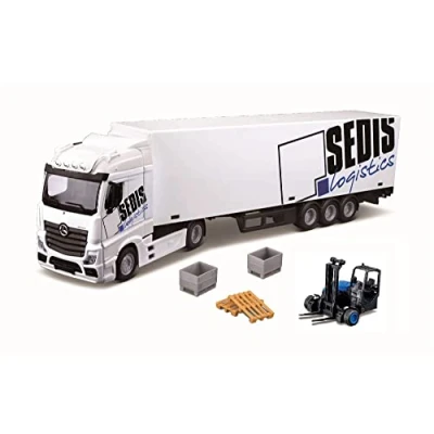 Imagen de Bburago B18 31471 Street Fire HAULERS MB ACRTROS Palets de elevación y Carga fundidos, Escala 1:43, Modelo camión Coleccionable