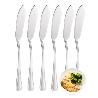 Imagen de YS FAMILY Pack 6 Cuchillo de Pescado Acero Inoxidable Diseño Línea, Elegancia y Funcionalidad para Cada Ocasión, Cubiertos Alta Gama Hogar Restaurante, 21x2CM