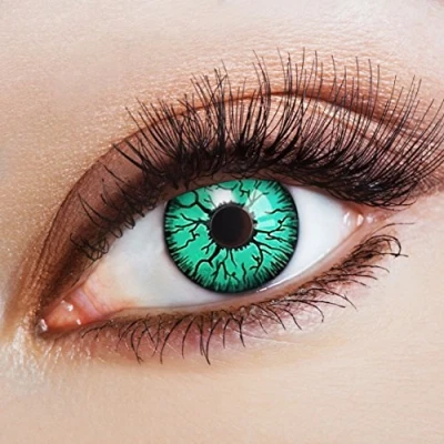 Imagen de aricona Kontaktlinsen lentes de contacto color sin dioptrías, verde, 2 piezas, puede utilizarse durante 12 meses, Green Blood FIber