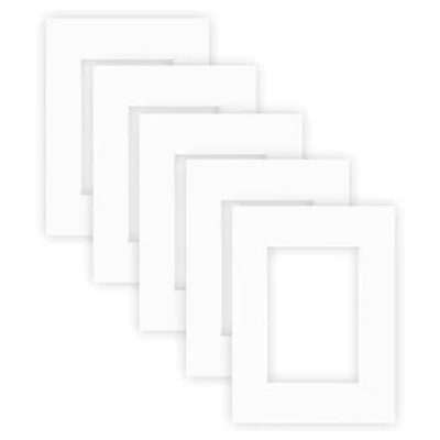 Imagen de nielsen Conservation Passepartout cartón 1,5 mm, Juego de 5, tamaño Exterior 18x24 cm para Imagen 10x15 cm, Blanco Polar con Estructura