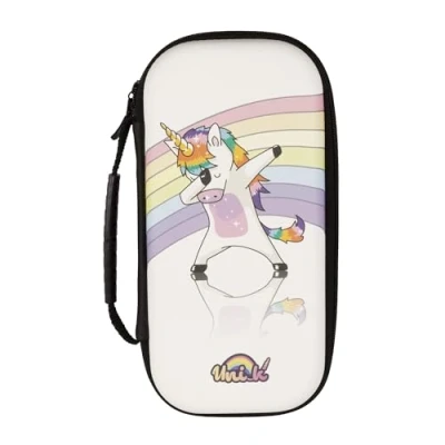 Imagen de Konix Unik Funda Estuche de protección y Transporte para Consola Nintendo Switch Almacenamiento 8 Juegos Motivo Dab Unicornio