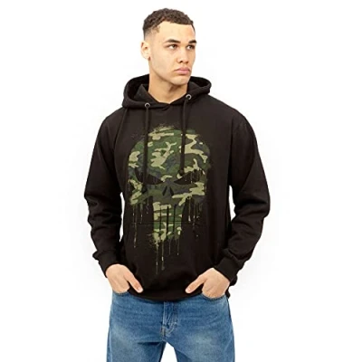 Imagen de MARVEL Punisher Skull Camo Chaqueta con Capucha de Skateboarding, Negro, XXL Hombre