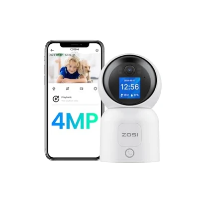 Imagen de ZOSI C519M 2,5K 4MP Cámara Vigilancia WiFi Interior Domicilio con Enchufe, 2,4G/5G y Pantalla de 1,44, Pan 360 Tilt 90, Detección Seguimiento Persona, Videollamada un Clic o Gesto Ok