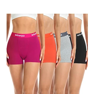 Imagen de wirarpa Boxer Mujer Pantalon Antirozaduras Algodon Bragas Culotte Shorts 3&#039;&#039; Inseam Pack de 4 Multicolor Talla S