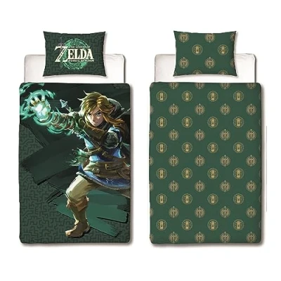 Imagen de Character World Juego de ropa cama reversible The Legend of Zelda, 135 x 200 cm 80 cm, 100% linón algodón con cremallera, Zelda Link,