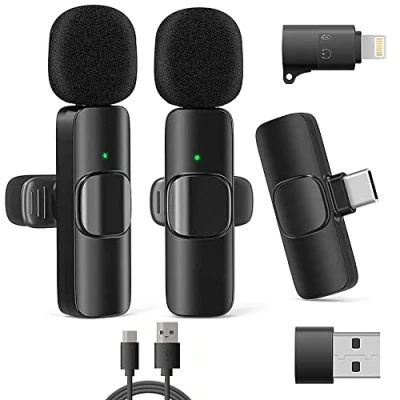 Imagen de VOVIGGOL Micrófono Inalámbrico Solapa para iPhone iPad Android Ordenador, Mini Microfono Inalambrico Movil, Portátil Grabación de Video, Youtube, TikTok, Vlog, Facebook