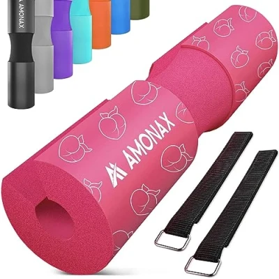 Imagen de Amonax Almohadilla barra gimnasio protector, Cuello y Hombros para Sentadillas Empuje de Cadera, ejercicios en casa el gimnasio, entrenamiento fuerza pesas(Melocotón Rosa)
