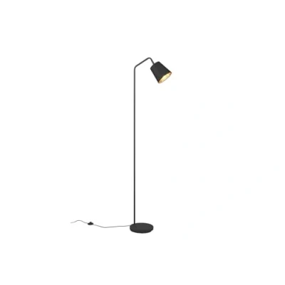 Imagen de meineWunschleuchte Lámpara de pie metal, pantalla tela en negro y dorado, foco orientable, altura 148 cm