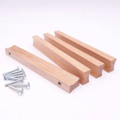 Imagen de JOWE Tiradores para muebles de madera con tornillos, 4 unidades, roble o haya (roble natural, forma X, 128 mm)