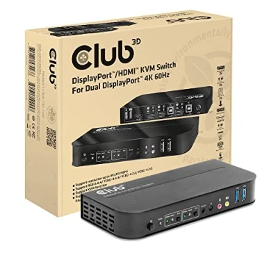 Imagen de Club3D CSV 7210 DisplayPort™/HDMI™ KVM Switch a Dual DisplayPort™ 4K 60Hz