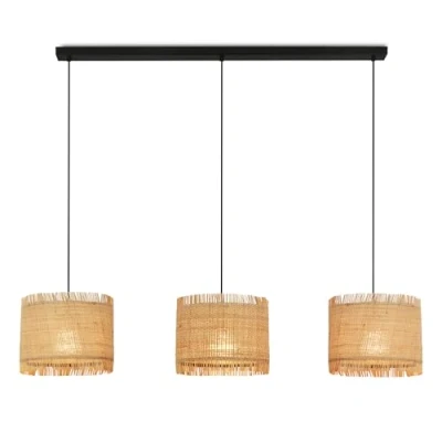 Imagen de Briloner Borra lámpara colgante, 3 luces, color natural, paja
