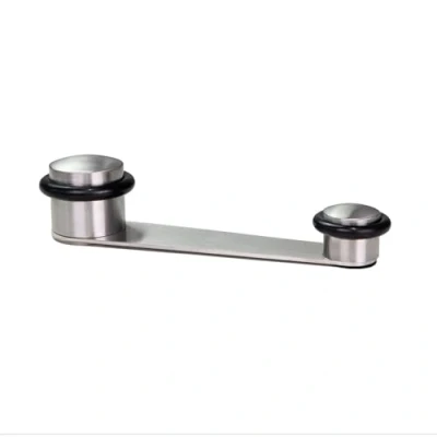Imagen de EVI Herrajes Tope Retenedor Giratorio de Puerta Hueco Útil 70 mm Grosor Goma Negra Acero Inoxidable Acabado Mate Incluye Tornillo + Taco Mod. I 152