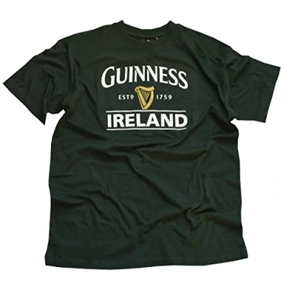 Imagen de Guinness Camiseta verde botella con Irlanda EST. 1759 diseño de arpa dorada GH1171, L, Large