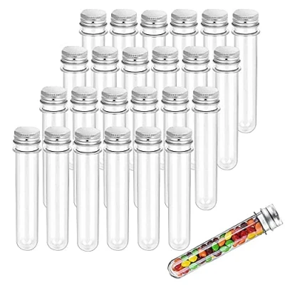 Imagen de tubos de ensayo Faneli plástico con tapas, 40 ml, tapa tornillo para decoración principal laboratorio (transparente)