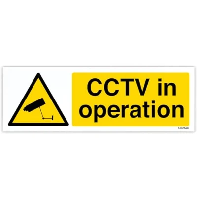 Imagen de vsafety 63021 ax s &quot;CCTV en funcionamiento&quot; alerta General señal, autoadhesivos, paisaje, 300 mm x 100 mm, color negro/amarillo