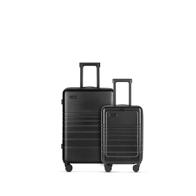 Imagen de ETERNITIVE Juego de 2 Maletas Pequeña y Mediana I Rígidas Viaje ABS Tamaño: 55 &amp; 65,5 cm con Cerradura TSA Ruedas 360 Equipaje Mano 40L 62,5L Negro