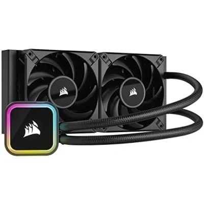 Imagen de Corsair iCUE H100i RGB ELITE Refrigeración líquida de CPU (16 LED dinámicos, Ventiladores AF Series FDB 120 mm, Radiador 240 Zócalos LGA 1700, 1200, 115X, 2066 y AM4) Negro