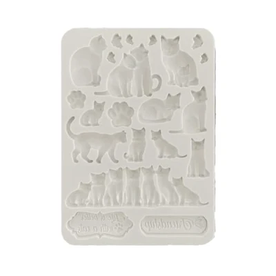 Imagen de Stamperia International KFT Molde de silicona A5 orquídeas gatos, gris, 15,2 x 20,3 cm