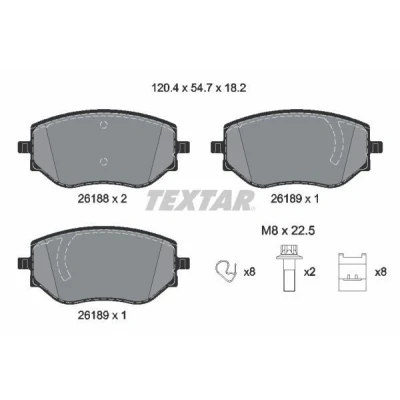 Imagen de TEXTAR 2618801 Juego de pastillas freno no preparado para indicador desgaste con tornillos pinza accesorios RENAULT: Clio V Hatchback