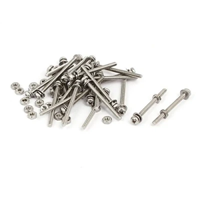 Imagen de sourcing map M2 x 25 mm de acero inoxidable 304 tornillos cabeza plana Phillips tuercas arandelas w juegos