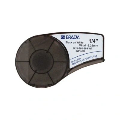 Imagen de Brady Cinta de vinilo para impresoras Etiquetas M211 y M210 adhesivas cables nombres Negro sobre blanco (6.35mm x 6.40m) M21 250 595 WT