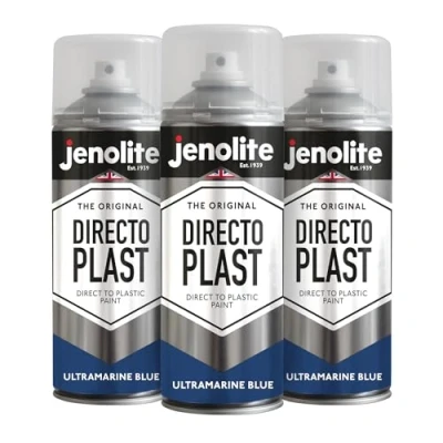 Imagen de JENOLITE Directoplast Pintura en aerosol brillante AZUL ULTRAMARINO 3x400ml multisuperficie Para todo tipo de plástico No requiere imprimación RAL 5004
