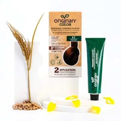Imagen de Originary Color Kit de Coloración Profesional Permanente, 5 7 Castaño Claro Marrón 100 ml + Crema Oxidante Champú 30 Fórmula sin amoniaco y PPD.