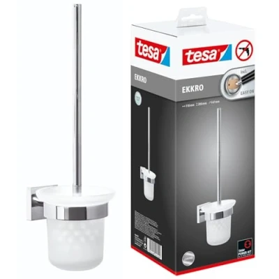 Imagen de tesa Ekkro Escobilla de baño, metal cromado brillante, tecnología autoadhesiva montaje en pared, 390 x 116 147 mm