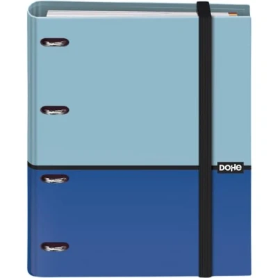 Imagen de Dohe Carpeta Recambio 4 Anillas 32x28x4 cm (Para folios A4) 100 hojas cuadriculadas, goma elástica, separadores, sobre de plástico y compresor Material escolar Color Azul DUO