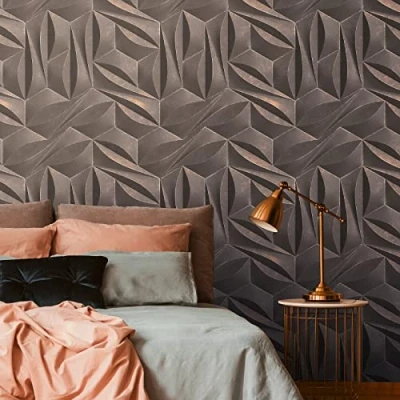 Imagen de Livingwalls Travel Styles Papel pintado no tejido con aspecto 3D en gris y bronce (1,59 m x 2,80 m)