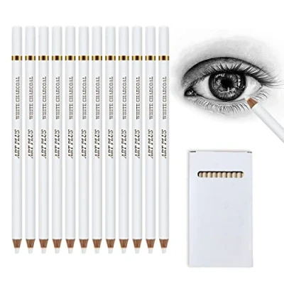 Imagen de 12 Piezas Lapiz Blanco, BolíGrafos De Dibujo Carbón Lápiz Dibujo, Blanco Carboncillo Juego Lápices Para Suministros Pintura Artística