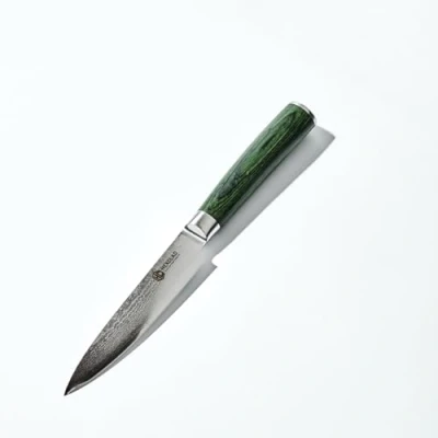 Imagen de HexClad Cuchillo Multiusos de 13 cm, Hoja Acero Inoxidable Damasco Japonés, Mango Madera Pakka