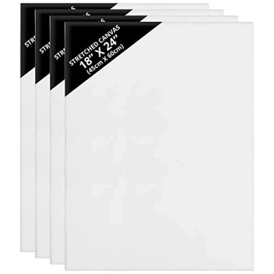 Imagen de Belle Vous Lienzos para Pintar en Blanco (Pack de 4) 45 x 60cm Set Lienzo Grande Preestirado Aptos Pintura Acrílica y al Óleo Apto Bocetos Dibujos