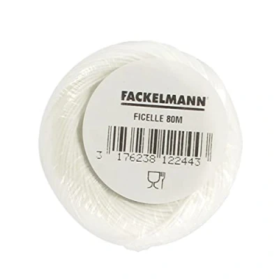 Imagen de Fackelmann Pelote de ficelle alimentaire 80 m 1224450 Cordel para asado, Rollo Cuerda Cocina, Color Blanco, poliéster