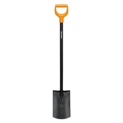 Imagen de Fiskars Pala de Jardín Redonda para Suelos Blandos y Pedregosos, Acero Mango Plástico, 116,6 cm, Color Negro/Naranja, Solid, 1066717