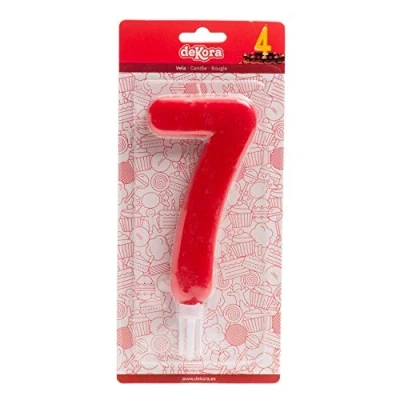 Imagen de Dekora 345284 Vela De Cumpleaños Gigantes Número 7, Rojo, 15 Cm
