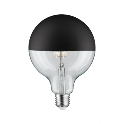 Imagen de Paulmann 28679 lámpara LED filamento G125 6 vatios Bombilla cúpula Espejo Negro Mate 2700 K Blanco cálido Regulable E27, 6.5 W, Kopfspiegel Schwarz, 1 Stück (1er Pack)