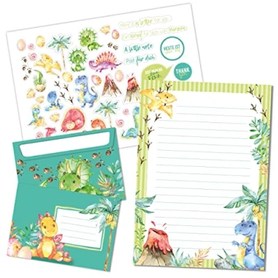 Imagen de Papierdrachen Juego de bloc cartas 50 hojas impresas colores Papel carta con hoja pegatinas 20 sobres impresos Idea regalo para niños Circo